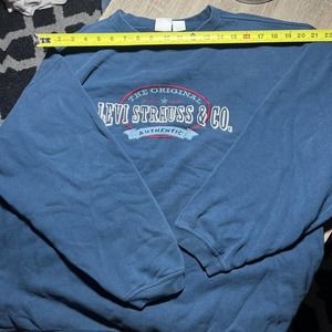 Vintage Levis Sweatshirt Women L Blue Levi Strauss Embroidered Logo Sweater